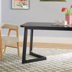Black Wood Geometric Legs Dining Table