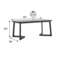 Black Wood Geometric Legs Dining Table
