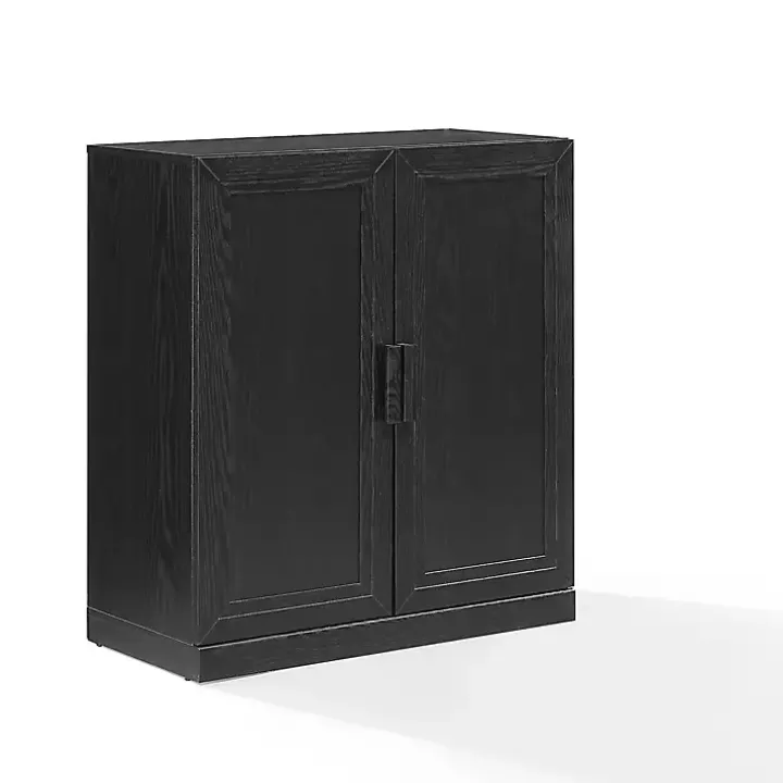 Black Wood Grain Stackable Storage Cabinet