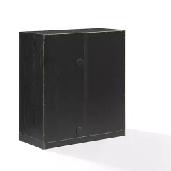 Black Wood Grain Stackable Storage Cabinet