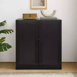 Black Wood Grain Stackable Storage Cabinet