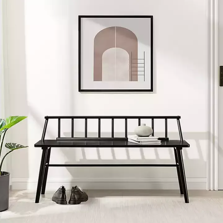 Black Wood Low Back Spindle Bench