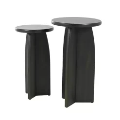 Black Wood Modern Accent Tables, Set of 2
