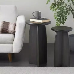 Black Wood Modern Accent Tables, Set of 2