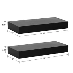 Black Wood 2-pc. Floating Shelves, 18 in.