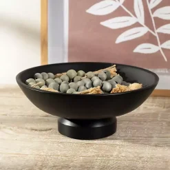 Black Wood Pedestal Bowl