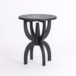 Black Wood Round Dori Side Table