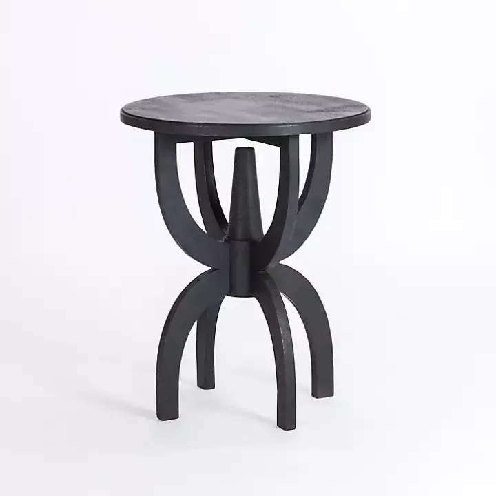 Black Wood Round Dori Side Table