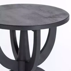 Black Wood Round Dori Side Table