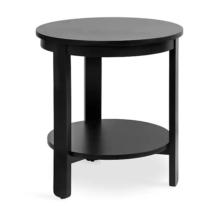 Black Wood Round Ford Accent Table