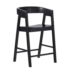 Black Wood Rounded Modern Counter Stool