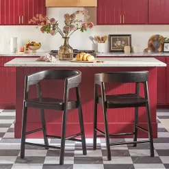 Black Wood Rounded Modern Counter Stool