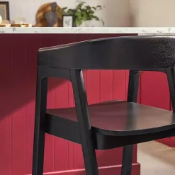 Black Wood Rounded Modern Counter Stool