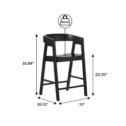 Black Wood Rounded Modern Counter Stool