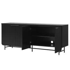 Black Wood Scandinavian 4-Door Sideboard