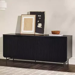 Black Wood Scandinavian 4-Door Sideboard