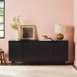 Black Wood Scandinavian 4-Door Sideboard