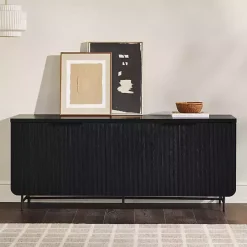 Black Wood Scandinavian 4-Door Sideboard
