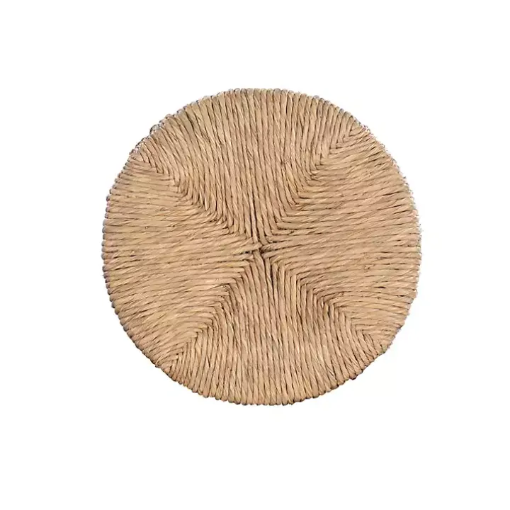 Black Wood Seagrass Seat Swivel Counter Stool