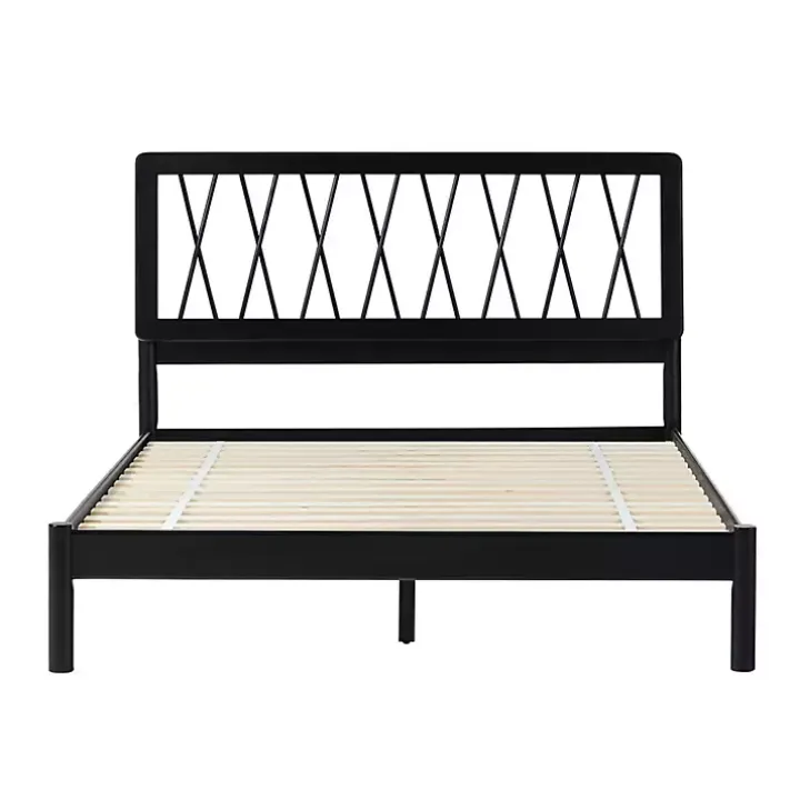 Black Wood Spindle Headboard Queen Bed