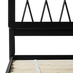 Black Wood Spindle Headboard Queen Bed