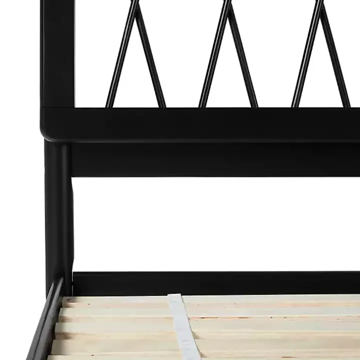 Black Wood Spindle Headboard Queen Bed