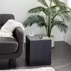 Black Wood Square Accent Table