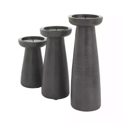 Black Wood Tapered 3-pc. Pillar Candle Holder Set