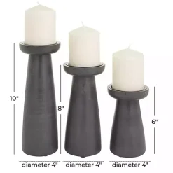 Black Wood Tapered 3-pc. Pillar Candle Holder Set