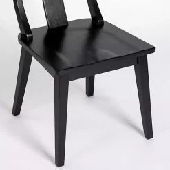 Black Wood T-Back Dining Chairs, Set of 2