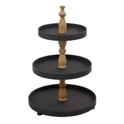Black Wood 3-Tiered Decorative Tray