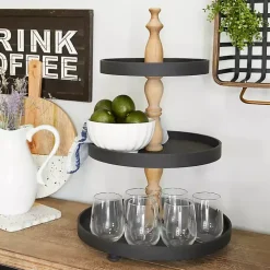 Black Wood 3-Tiered Decorative Tray