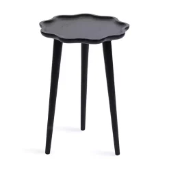 Black Wood Wavy Accent Table