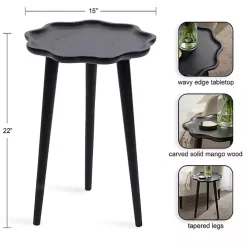 Black Wood Wavy Accent Table