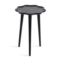 Black Wood Wavy Accent Table