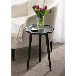 Black Wood Wavy Accent Table