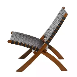 Black Woven Leather Folding Accent Chair