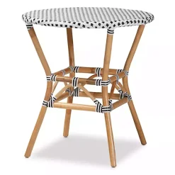 Black Woven Rattan French Bistro Dining Table