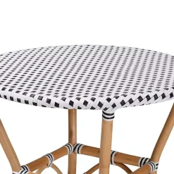 Black Woven Rattan French Bistro Dining Table