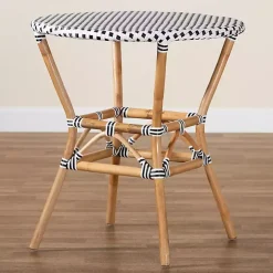 Black Woven Rattan French Bistro Dining Table