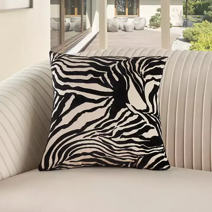 Black Zebra Jacquard Pillow