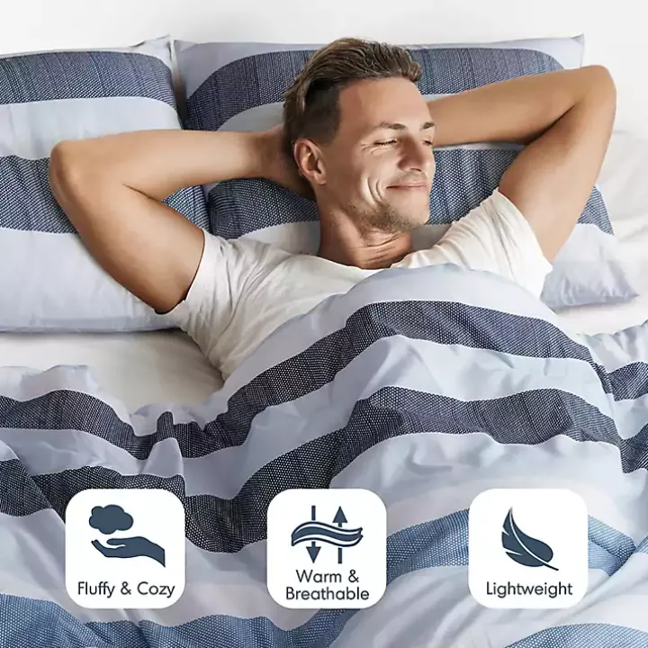 Blake Blue Stripe 3-pc. Full/Queen Comforter Set