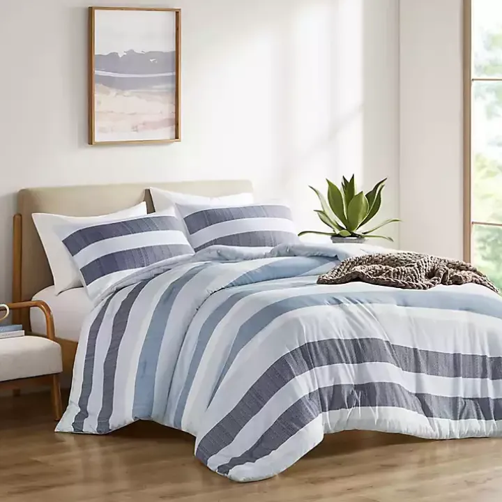 Blake Blue Stripe 3-pc. King Comforter Set