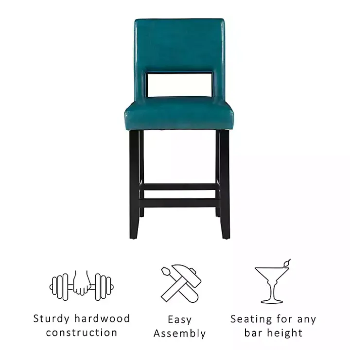 Blakely Blue Seat Counter Stool with Black Base