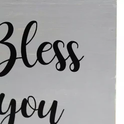 Bless You Gray Wood Tissue Box Cover