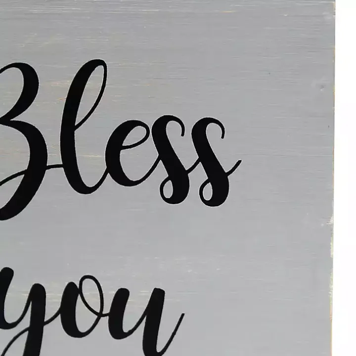 Bless You Gray Wood Tissue Box Cover