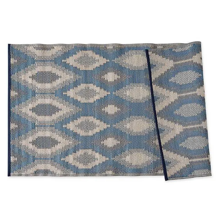 Blue & Gray Diamond Stripe Outdoor Area Rug, 3x6