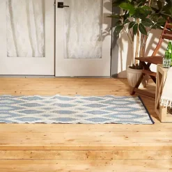 Blue & Gray Diamond Stripe Outdoor Area Rug, 3x6