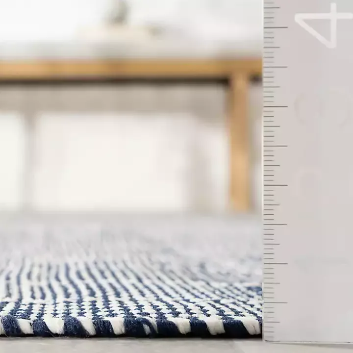 Blue & Ivory Checkered Indoor/Outdoor Rug, 5x8