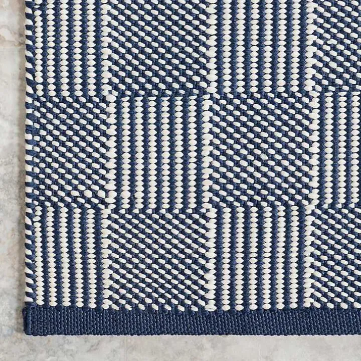Blue & Ivory Checkered Indoor/Outdoor Rug, 5x8